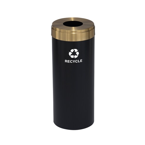 Glaro 15 gal Round Recycling Bin, Satin Black/Satin Brass - B-1242BK-BE-B5