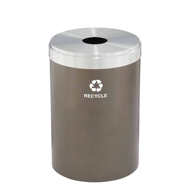 Glaro 41 gal Round Recycling Bin, Bronze Vein/Satin Aluminum - B-2042BV-SA-B5