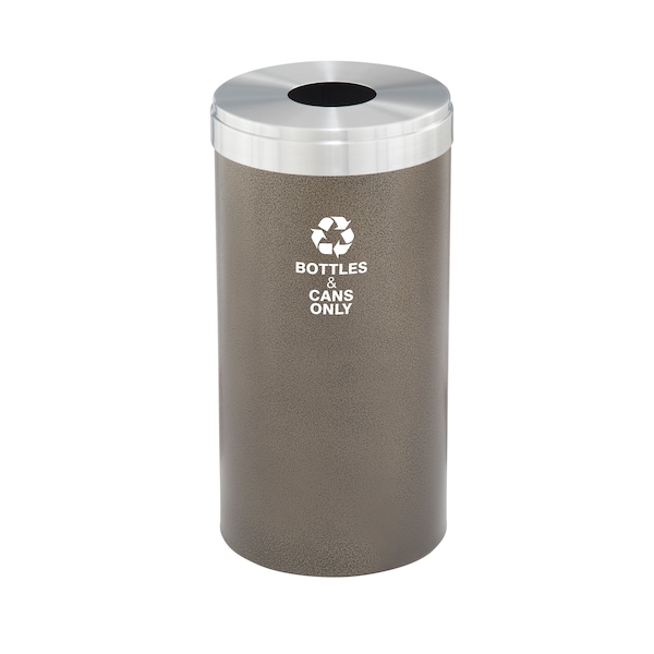 Glaro 16 gal Round Recycling Bin, Bronze Vein/Satin Aluminum - B-1532BV-SA-B6