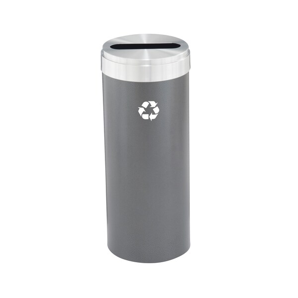 Glaro 15 gal Round Recycling Bin, Silver Vein/Satin Aluminum - P-1242SV-SA-P1