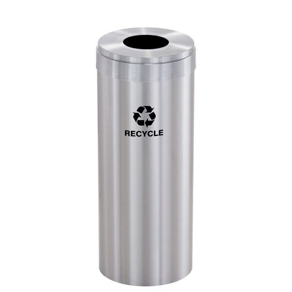 Glaro 15 gal Round Recycling Bin, Satin Aluminum - B-1242SA-SA-B5