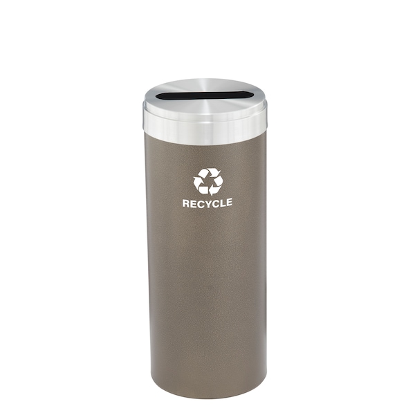 Glaro 12 gal Round Recycling Bin, Bronze Vein/Satin Aluminum - P-1232BV-SA-P5