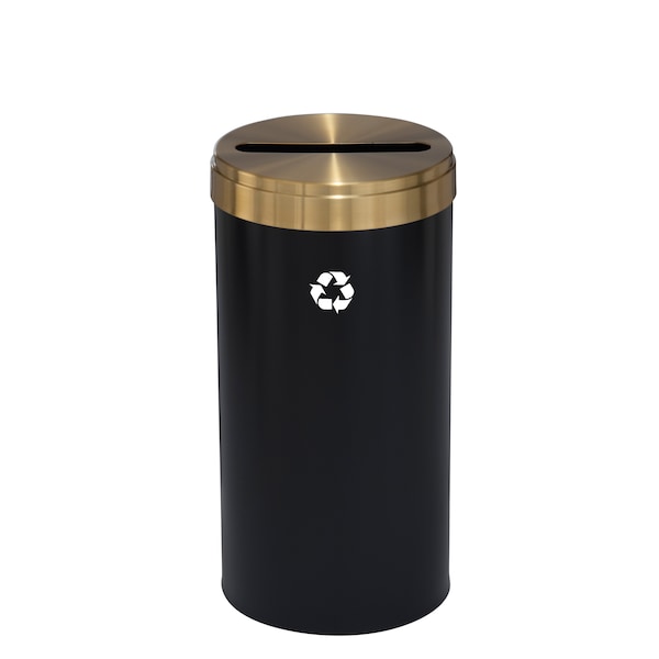 Glaro 23 gal Round Recycling Bin, Satin Black/Satin Brass - P-1542BK-BE-P1