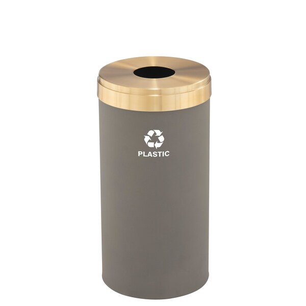Glaro 16 gal Round Recycling Bin, Nickel/Satin Brass - B-1532NK-BE-B7