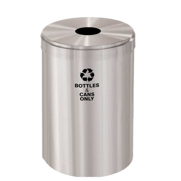 Glaro 41 gal Round Recycling Bin, Satin Aluminum - B-2042SA-SA-B6