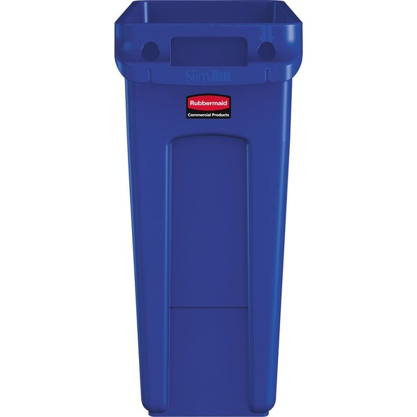 Rubbermaid Commercial 16 gal Rectangular Slim Jim Vented Container, Blue, Plastic - RCP1971257