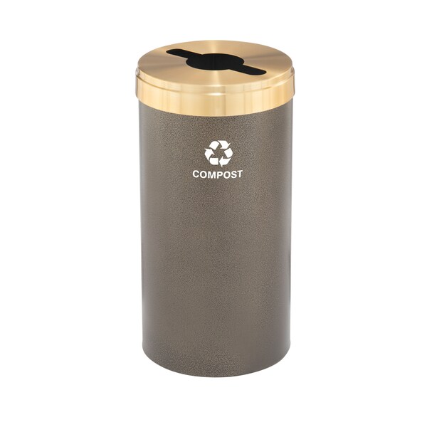 Glaro 16 gal Round Recycling Bin, Bronze Vein/Satin Brass - M-1532BV-BE-M4