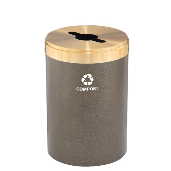 Glaro 33 gal Round Recycling Bin, Bronze Vein/Satin Brass - M-2032BV-BE-M4