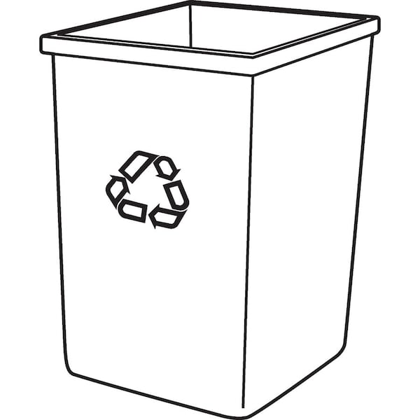 Rubbermaid Commercial 35 gal Square Untouchable Square Recycling Container, Blue, Plastic; Resin - RCP395873BLUCT