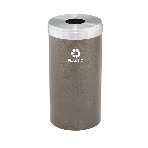 Glaro 23 gal Round Recycling Bin, Bronze Vein/Satin Aluminum - B-1542BV-SA-B7
