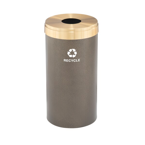 Glaro 16 gal Round Recycling Bin, Bronze Vein/Satin Brass - B-1532BV-BE-B5