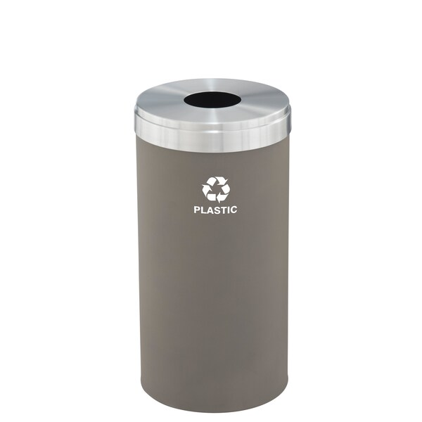 Glaro 16 gal Round Recycling Bin, Nickel/Satin Aluminum - B-1532NK-SA-B7