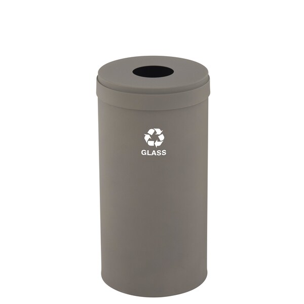 Glaro 16 gal Round Recycling Bin, Nickel - B-1532NK-NK-B8