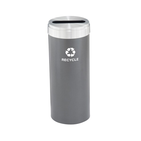 Glaro 15 gal Round Recycling Bin, Silver Vein/Satin Aluminum - P-1242SV-SA-P5