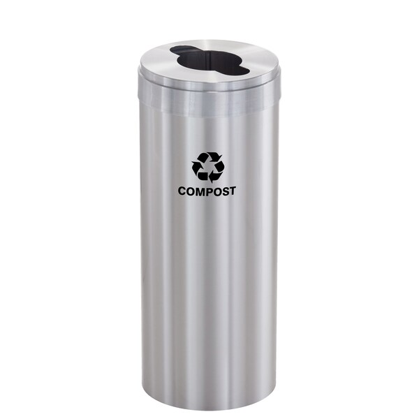 Glaro 15 gal Round Recycling Bin, Satin Aluminum - M-1242SA-SA-M4