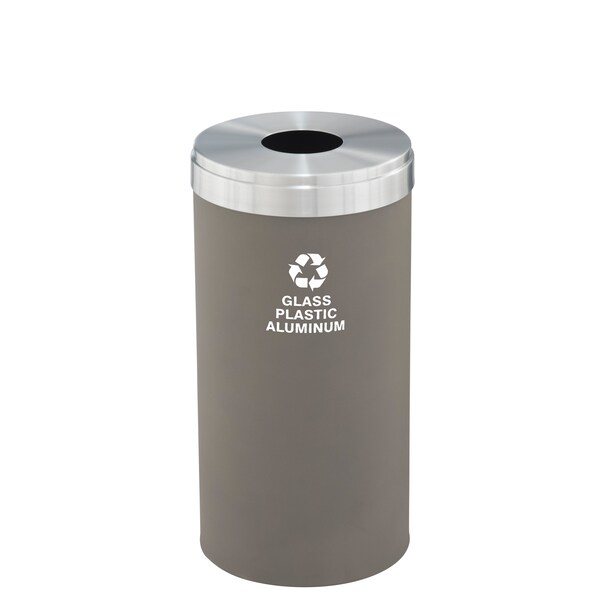 Glaro 16 gal Round Recycling Bin, Nickel/Satin Aluminum - B-1532NK-SA-B9