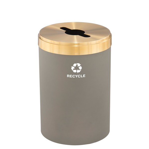 Glaro 41 gal Round Recycling Bin, Nickel/Satin Brass - M-2042NK-BE-M5