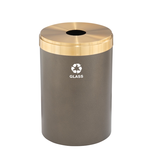 Glaro 33 gal Round Recycling Bin, Bronze Vein/Satin Brass - B-2032BV-BE-B8