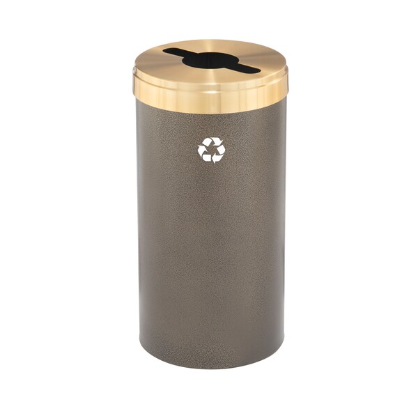 Glaro 16 gal Round Recycling Bin, Bronze Vein/Satin Brass - M-1532BV-BE-M1