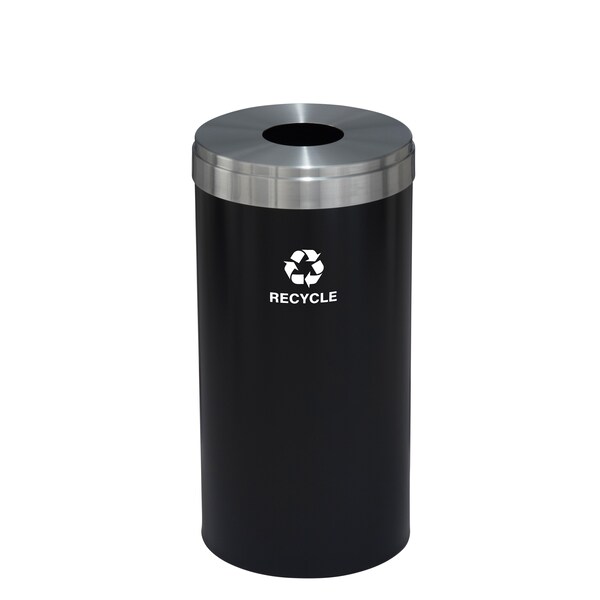 Glaro 23 gal Round Recycling Bin, Satin Black/Satin Aluminum - B-1542BK-SA-B5