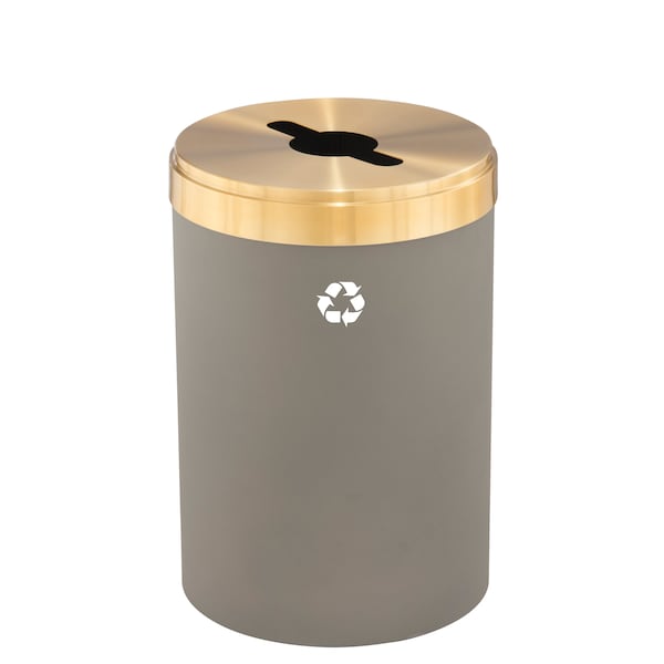 Glaro 33 gal Round Recycling Bin, Nickel/Satin Brass - M-2032NK-BE-M1