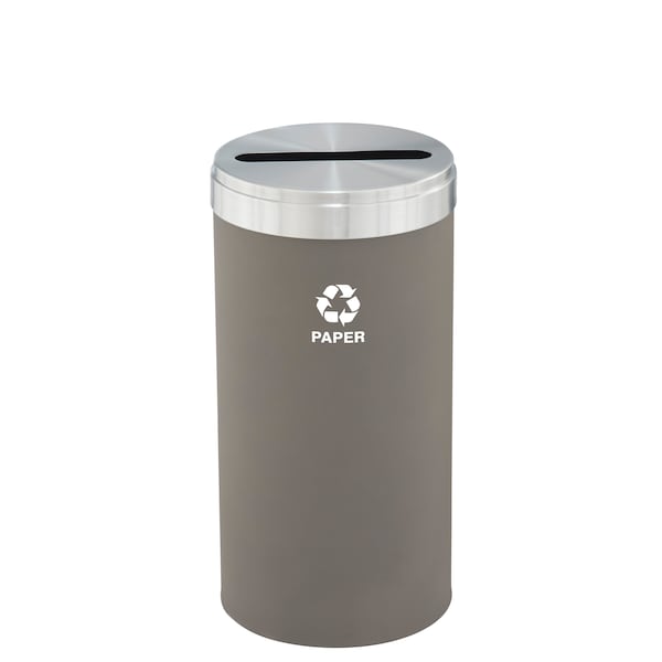 Glaro 16 gal Round Recycling Bin, Nickel/Satin Aluminum - P-1532NK-SA-P2