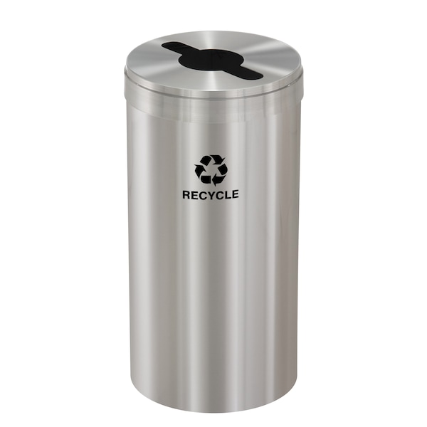 Glaro 16 gal Round Recycling Bin, Satin Aluminum - M-1532SA-SA-M5
