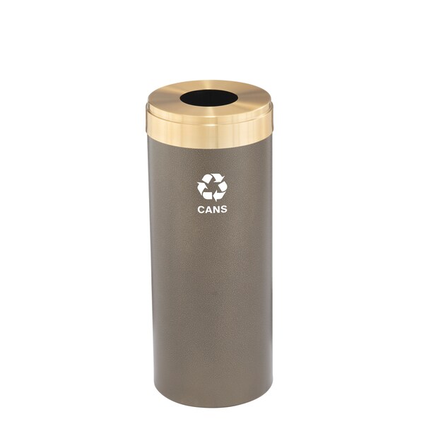 Glaro 15 gal Round Recycling Bin, Bronze Vein/Satin Brass - B-1242BV-BE-B4