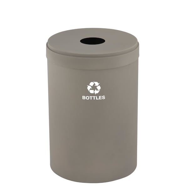 Glaro 33 gal Round Recycling Bin, Nickel - B-2032NK-NK-B3