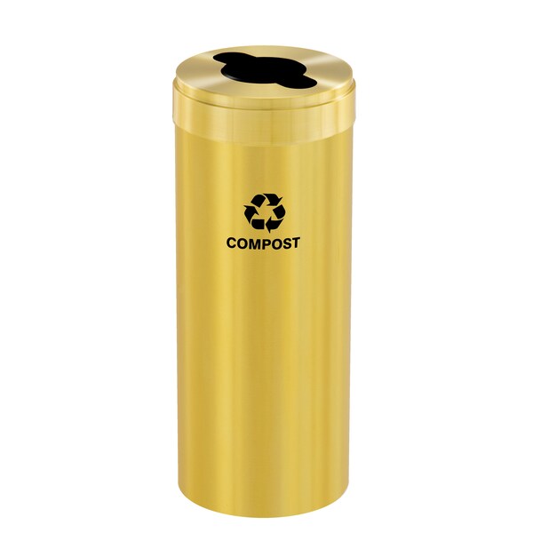 Glaro 15 gal Round Recycling Bin, Satin Brass - M-1242BE-BE-M4