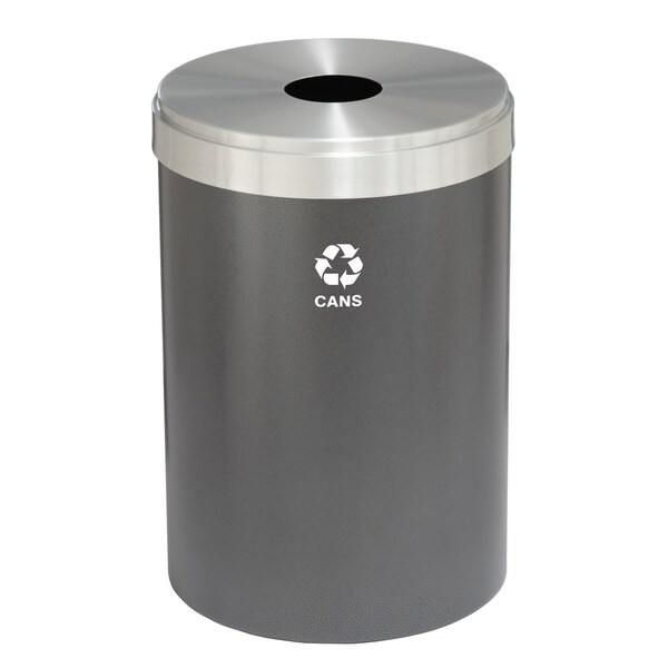 Glaro 41 gal Round Recycling Bin, Silver Vein/Satin Aluminum - B-2042SV-SA-B4
