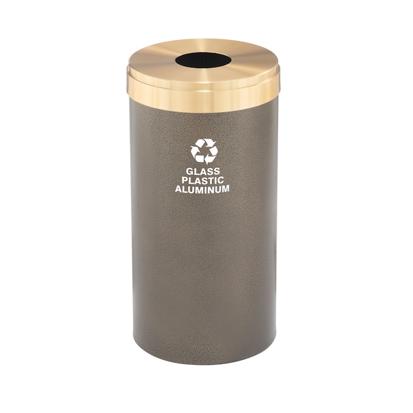 Glaro 23 gal Round Recycling Bin, Bronze Vein/Satin Brass - B-1542BV-BE-B9