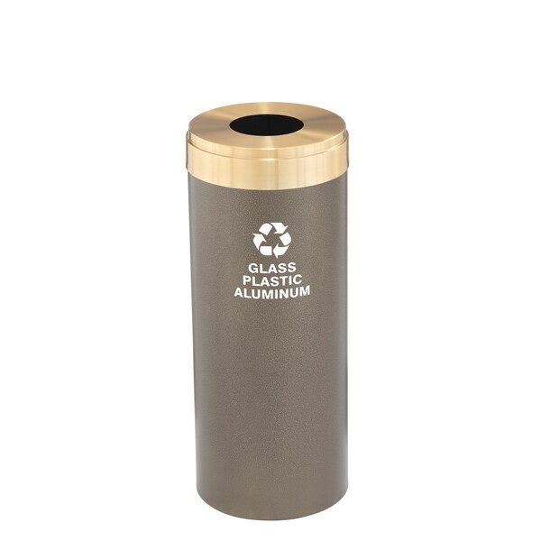 Glaro 15 gal Round Recycling Bin, Bronze Vein/Satin Brass - B-1242BV-BE-B9