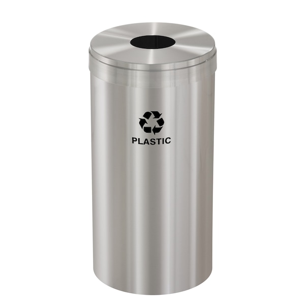 Glaro 23 gal Round Recycling Bin, Satin Aluminum - B-1542SA-SA-B7