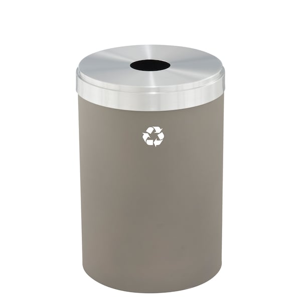 Glaro 33 gal Round Recycling Bin, Nickel/Satin Aluminum - B-2032NK-SA-B1