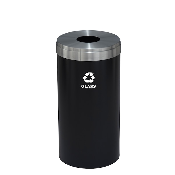 Glaro 23 gal Round Recycling Bin, Satin Black/Satin Aluminum - B-1542BK-SA-B8