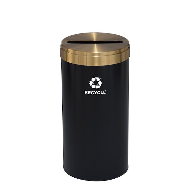 Glaro 23 gal Round Recycling Bin, Satin Black/Satin Brass - P-1542BK-BE-P5