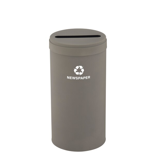 Glaro 16 gal Round Recycling Bin, Nickel - P-1532NK-NK-P3