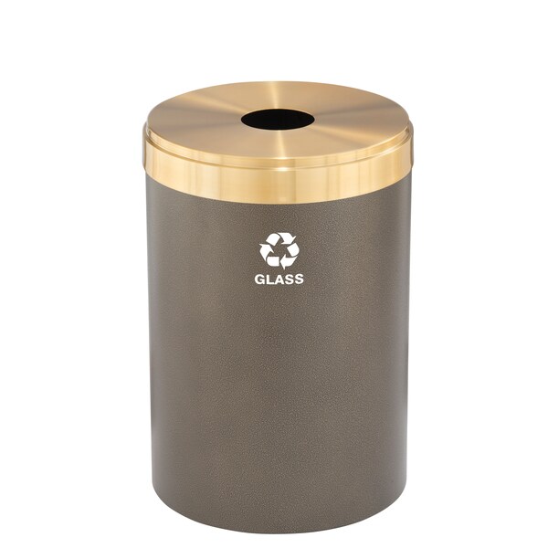 Glaro 41 gal Round Recycling Bin, Bronze Vein/Satin Brass - B-2042BV-BE-B8