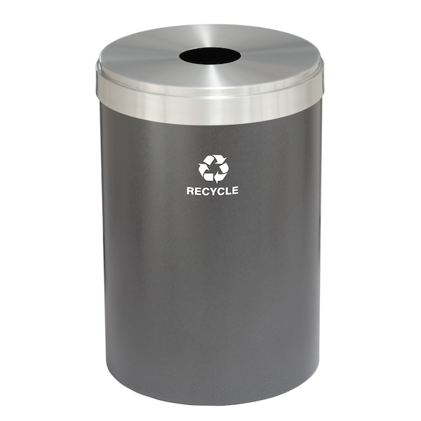 Glaro 33 gal Round Recycling Bin, Silver Vein/Satin Aluminum - B-2032SV-SA-B5