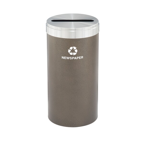 Glaro 16 gal Round Recycling Bin, Bronze Vein/Satin Aluminum - P-1532BV-SA-P3