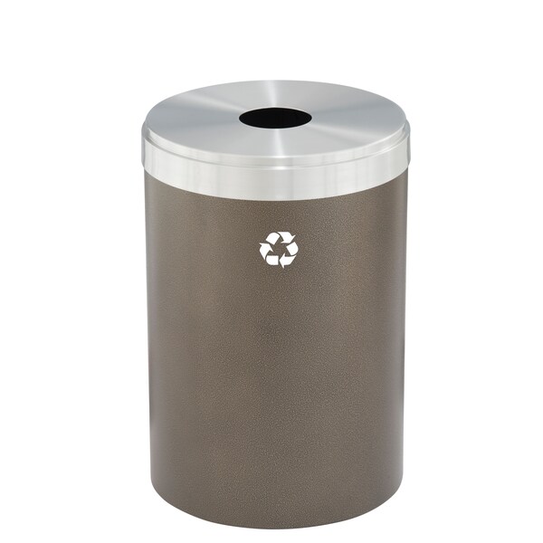 Glaro 41 gal Round Recycling Bin, Bronze Vein/Satin Aluminum - B-2042BV-SA-B1