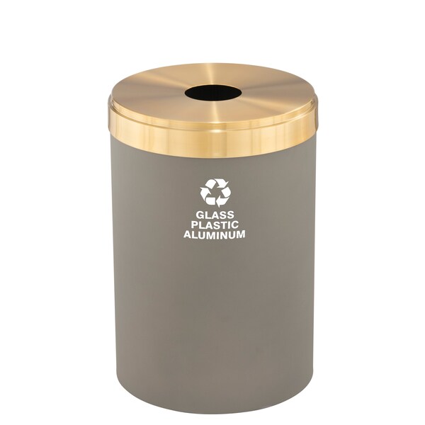 Glaro 33 gal Round Recycling Bin, Nickel/Satin Brass - B-2032NK-BE-B9