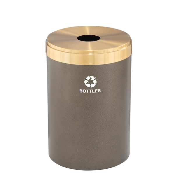 Glaro 41 gal Round Recycling Bin, Bronze Vein/Satin Brass - B-2042BV-BE-B3