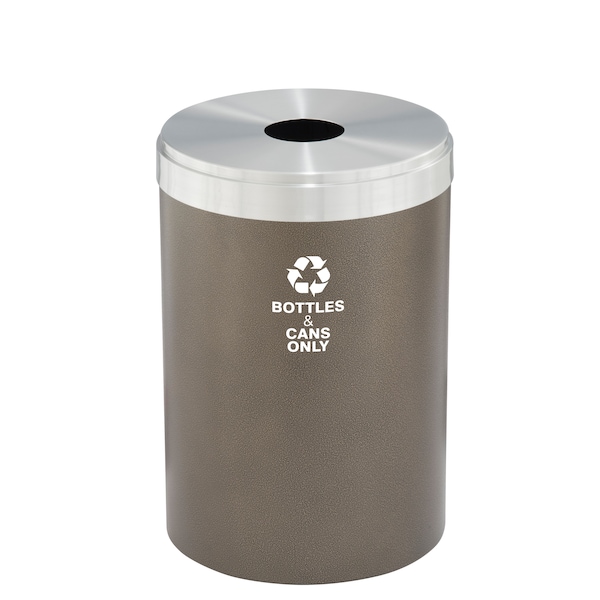 Glaro 33 gal Round Recycling Bin, Bronze Vein/Satin Aluminum - B-2032BV-SA-B6