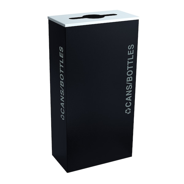 Ex-Cell Kaiser 17-Gal. KD Indoor Recycling Receptacle - Cans/Bottles decal, Pebble Black Gloss - RC-KD17-C BT-PBG