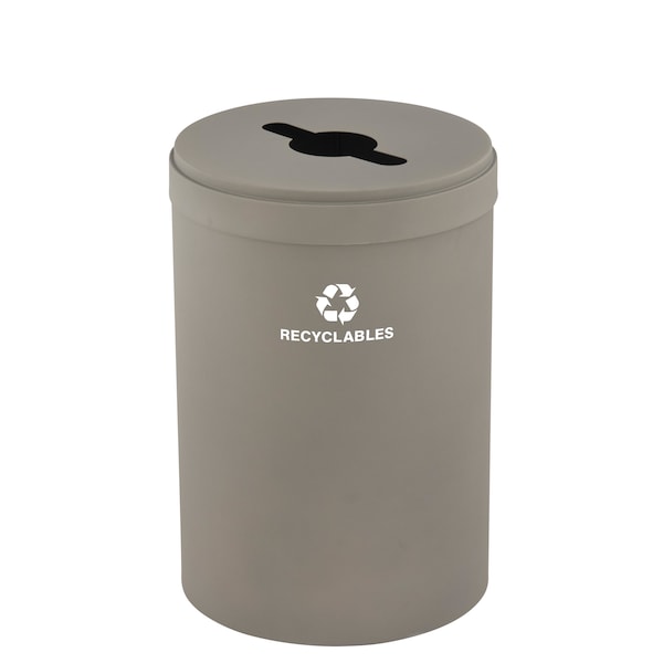 Glaro 33 gal Round Recycling Bin, Nickel - M-2032NK-NK-M2