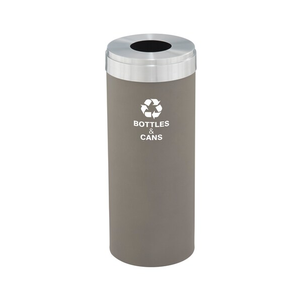 Glaro 15 gal Round Recycling Bin, Nickel/Satin Aluminum - B-1242NK-SA-B2