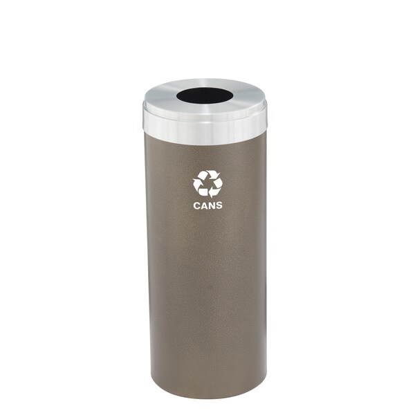 Glaro 15 gal Round Recycling Bin, Bronze Vein/Satin Aluminum - B-1242BV-SA-B4