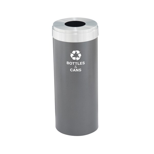 Glaro 15 gal Round Recycling Bin, Silver Vein/Satin Aluminum - B-1242SV-SA-B2